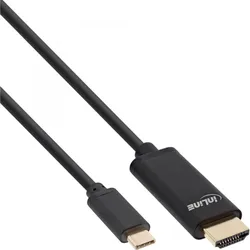 InLine® USB Display Kabel, USB Typ-C Stecker zu HDMI Stecker DP Alt Mode, 4K2K, schwarz, 1m