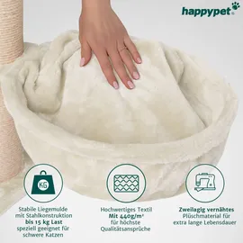 Happy Pet HAPPYPET Universal XL Liegemulde für Kratzbaum Ø 40cm, Große Schlafmulde, Stabiler Metallrahmen, 440g Plüsch, Ersatz-Liegemulde belastbar bis 15kg, Creme