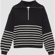 s.Oliver Strickpullover mit hohem Troyer-Kragen Schwarz 170/176