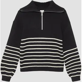 s.Oliver Strickpullover mit hohem Troyer-Kragen Schwarz 170/176