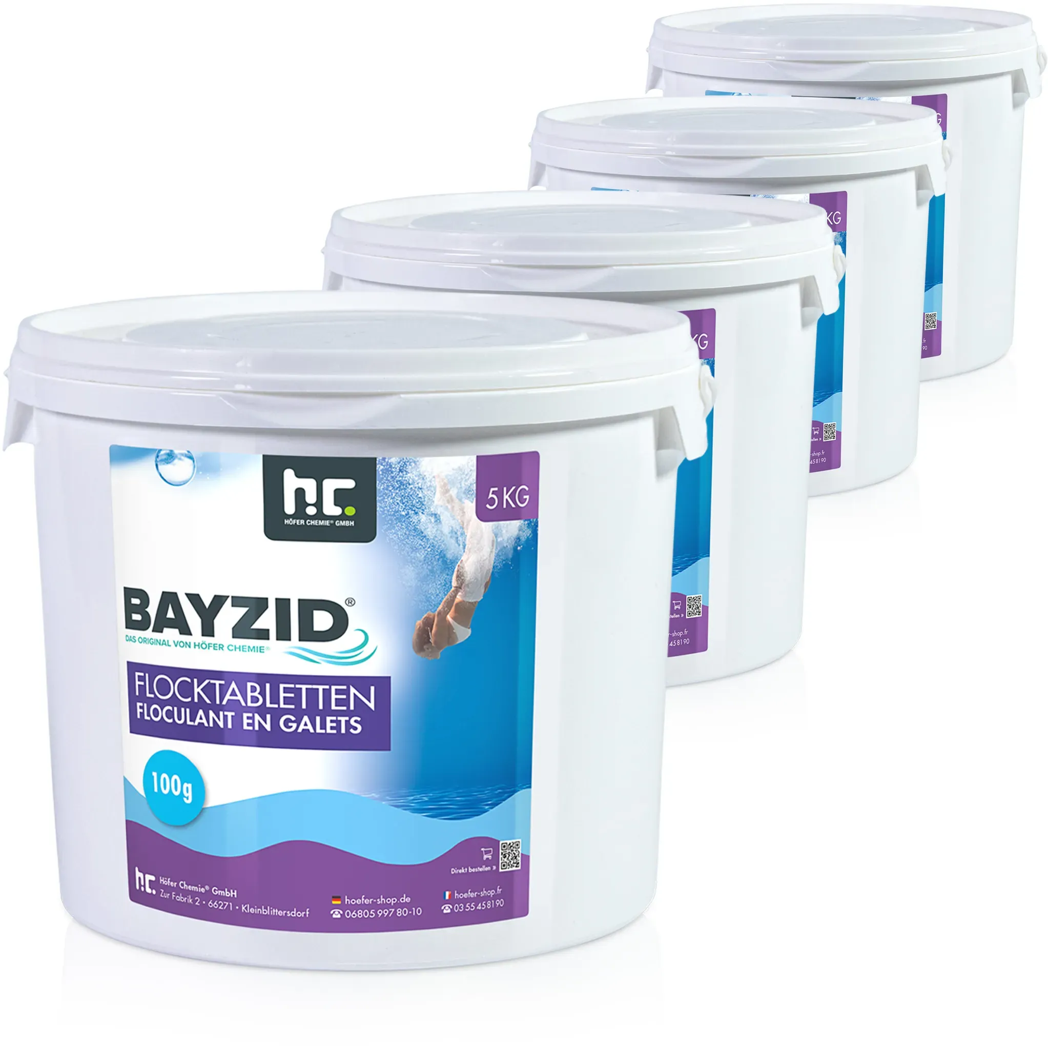 4 x 5 kg BAYZID® Flocktabletten für Pools