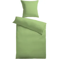 Bettwäsche KINZLER "Mikrofaser Fleece", grün, B/L: 135cm x 200cm, , Fleece, B/L: 80cm x 80cm, Fleece, Obermaterial: 100% Polyester, Bettwäsche, angenehm warm