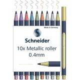 Schneider Paint-It 050 Metallic Rollerball (Strichstärke 0,4 mm, hochmetallische Tinte, schnelltrocknend, Gehäuse aus 88% biobasiertem Kunststoff) 10 Stück sortiert, 10er-Set (ML05011503)