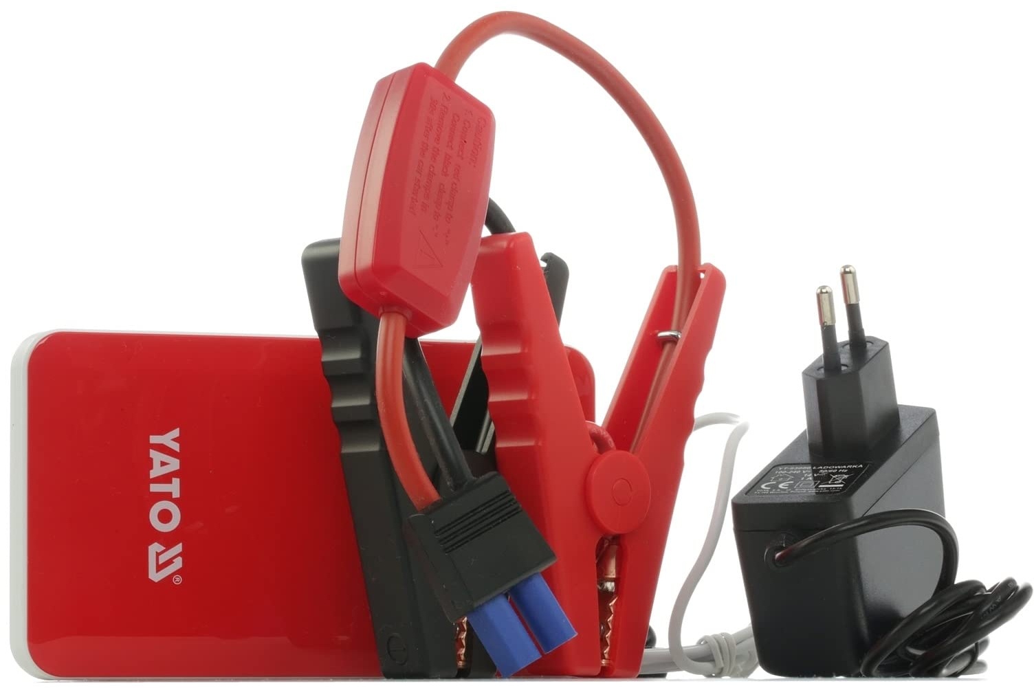 Yato Profi Powerbank mit Jumpstarter 200A/400A/7500 mAh | 5V/2A USB | Notlicht | Tragbare Auto Starthilfe Autobatterie Anlasser Taschenlampe Powerstation Ladegerät Überbrückungskabel, yt-83080