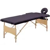 vidaXL Holz Massagetisch Klappbar 2 Zonen mit Tragetasche Therapie Massageliege Massagebank Kosmetikliege Therapieliege Massage Liege Lila