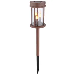 LED Solarleuchte, Feuer-Effekt, rostfarben, 3in1, 12 cm