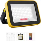 NATPOW LED Strahler Akku, LED Baustrahler Akku Tragbar SMD LED Strahler Arbeitsstrahler Werkstattlampe 180° Drehung Campinglampe für Baustelle Garage Werkstatt(1 Stück)