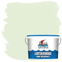 Halvar Latexfarbe hohe Deckkraft Weiß & 100 Farbtöne - abwischbare Wandfarbe für Küche, Bad & Wohnraum Geruchsarm, Abwischbar & Weichmacherfrei (5 L, Pastellgrün)