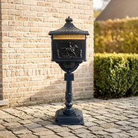 Relaxdays Standbriefkasten Antik Schwarz inkl. Zeitungsfach