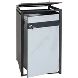 MCW 1er Mülltonnenverkleidung MCW-J82, Mülltonnenbox, erweiterbar, Metall 32kg, anthrazit ~ Marmor-Optik hell