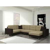 JVmoebel Ecksofa Design Ecksofa Schlafsofa Bettfunktion Couch Leder Polster Textil, Made in Europa beige|braun