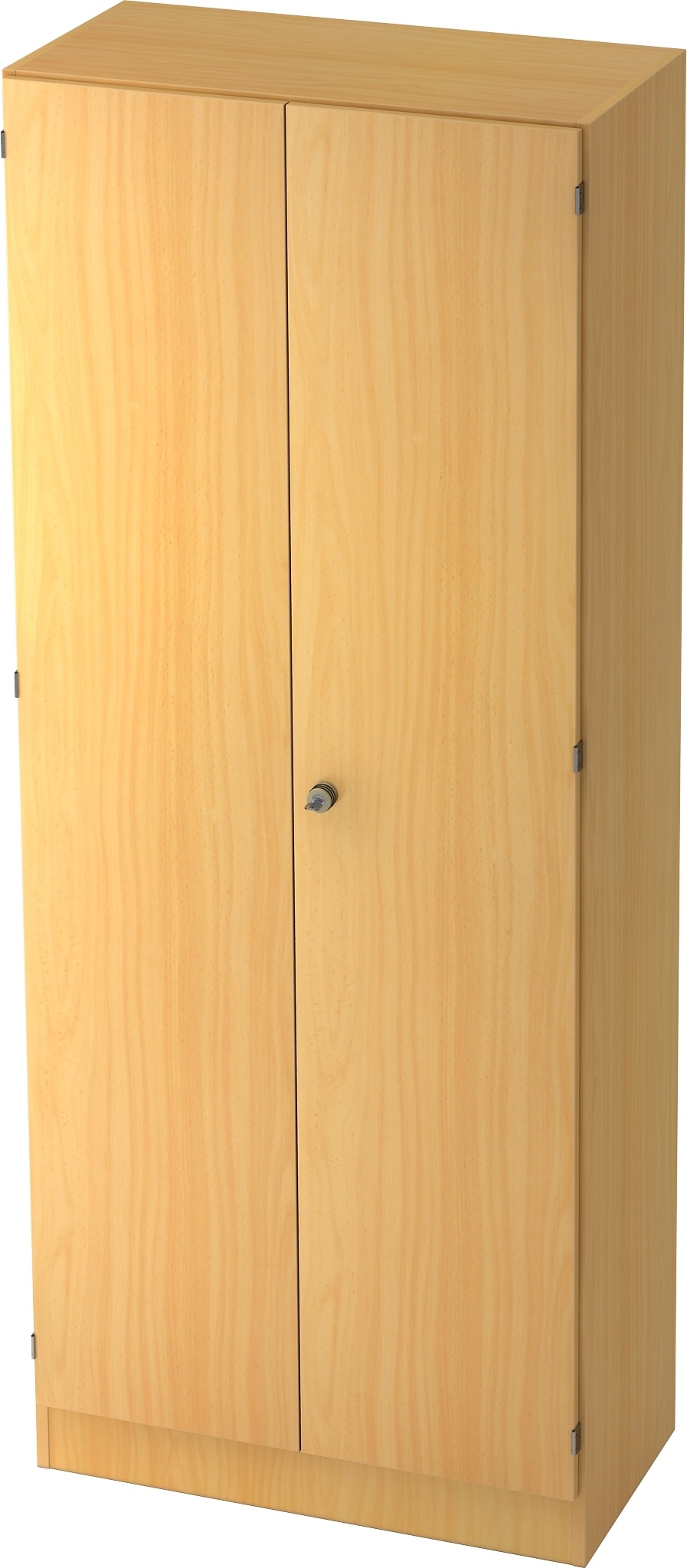 bümö office Kleiderschrank Holz abschließbar mit Spiegel, Büroschrank 80 cm breit in Buche - Flur Schrank als Garderobe für Jacken, Taschen & Co. im
