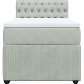 vidaXL Boxspringbett mit Matratze Hellgrau 100x200 cm Samt