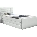 INOSIGN Boxspringbett INOSIGN "Lethbridge", weiß, B:110cm L:210cm, Kunstleder, Kunststoff, Massivholz, Komplettbetten, Boxspringbett, inkl. Bettkasten und Topper, zwei Matratzenarten in H2