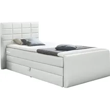 INOSIGN Boxspringbett INOSIGN "Lethbridge", weiß, B:110cm L:210cm, Kunstleder, Kunststoff, Massivholz, Komplettbetten, Boxspringbett, inkl. Bettkasten und Topper, zwei Matratzenarten in H2