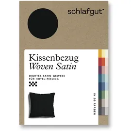 schlafgut Kissenbezug Woven Satin 80 x 80 cm Schwarz