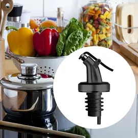 layba Ausgießer für Flaschen Schwarz mit Verschlusskappe aus Kunststoff in 10er Set