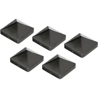 Alberts 839925 Pfostenkappe für Holzpfosten | hohe Form | Aluminiumguss | anthrazit-metalic | 90 x 90 mm | 5er Set