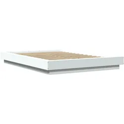vidaXL Bettgestell mit LED Weiß 140x190 cm Holzwerkstoff
