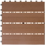 Ventanara® WPC Holz Kunststoff Fliesen Terrassenfliesen Klickfliesen Balkonfliesen 1 Stück (30 x 30 cm Standard, Braun)