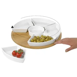 Esmeyer 7- tlg. drehbares Set SUSAN, mit 6 Schalen aus weißem Porzellan und einem