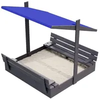 QLS Sandkasten aus Holz 120x120 cm mit Sitzbank Dach