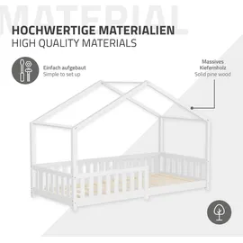 ML-Design Hausbett 90 x 200 cm Kiefer massiv weiß