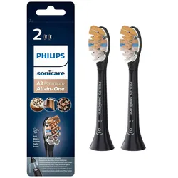 Philips A3 Premium All-in-One HX9092/11 2x Schwarze Bürstenköpfe für Schallzahnbürste