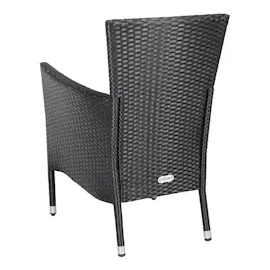 CASARIA Polyrattan Gartenstuhl 4er-Set Schwarz/Creme Stapelbar