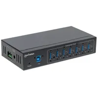 Manhattan 7-Port USB 3.0 Hub für Industrieanwendungen Sieben Typ A-Ports Schwarz