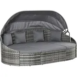 Outsunny Gartenliege Metall, PE-Rattan, Polyester