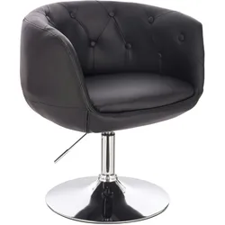 SVITA Panama Retro Loungestuhl Cocktailsessel Schwarz Kunstleder Tellerfuß