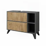 Vicco Waschbeckenunterschrank Leano Anthrazit/Bergeiche 80 x 62 cm mit 2 Schubladen