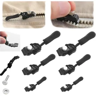Zipper Repair Kit | Universal Replacement Instant Zipper Fix Sliding Teeth Screw Head with 3 Different Sizes,Fix Zip Puller Zip Slider Replacement Zip Fix (6Pcs)