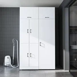 roomartstore.de Dora-II Waschmaschinenschrank 130 x 0 x 0 cm Weiß