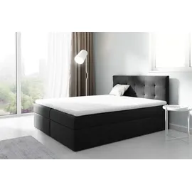 Fun Möbel Boxspringbett Schlafzimmerbett PARLA 200x200cm Stoff Schwarz - Schwarz