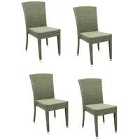 Konway Stapelstuhl MAUI (4 St), 4x KONWAY® MAUI Stapelstuhl Quarz Polyrattan Sessel stapelbar grau