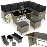 Juskys Manacor Polyrattan Lounge-Set grau meliert