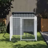 vidaXL Hundehütte mit Auslauf Anthrazit 110x201x110cm Verzinkter Stahl