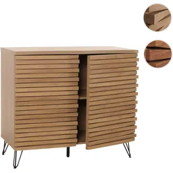 Kommode HWC-M49, Schrank Sideboard Highboard, 3D-Design Stauf√§cher, Massiv-Holz Mango Metall 85x95x45cm ~ natur