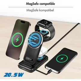 Logilink 4-in-1 Ladestation Apple MagSafe kompatibel, - Schwarz