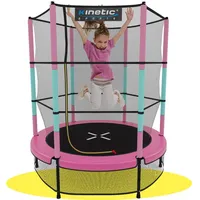 Kinetic Sports JUMPER 140 cm - Inklusive Gummiseil Federung, Sicherheitsnetz mit Reißverschluss, Rahmenpolster, Schutz Bodennetz - Indoor Kindertrampolin Spielzeug