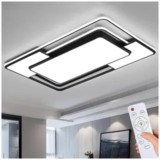 Style Home Deckenleuchte LED Deckenlampe 150W dimmbar mit Fernbedienung, warmweiß bis kaltweiß einstellbar, Rechteckige Leuchte für Wohnzimmer Schlafzimmer Büro (Schwarz, 90 * 60 * 6cm)