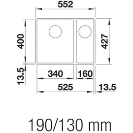 Blanco Subline 340/160-F cafe + Handbetätigung + InFino