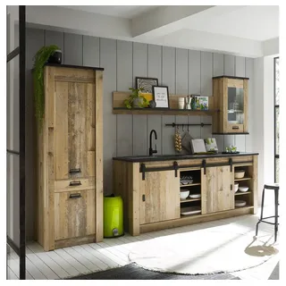 Lomadox Küchen Set Küchenmöbel Stauraumschrank Regal Hängeschrank Spülschrank Eiche grau