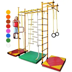 Sprossenwand für Kinderzimmer  M3 240 - 290 cm Gelb Holzsprossen Kindersport EINHEITSGRÖSSE