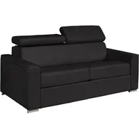 Vente-unique - Schlafsofa mit Matratze 3-Sitzer - Büffelleder - Schwarz - Liegefläche 140 cm - Matratze 18 cm - vizir