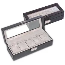 SACHER Uhrenetui für 5 Uhren carvon/schwarz (Leder)