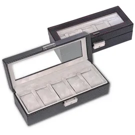 SACHER Uhrenetui für 5 Uhren carvon/schwarz (Leder)