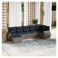 vidaXL Gartensofa-Set 7-tlg. grau Polyrattan